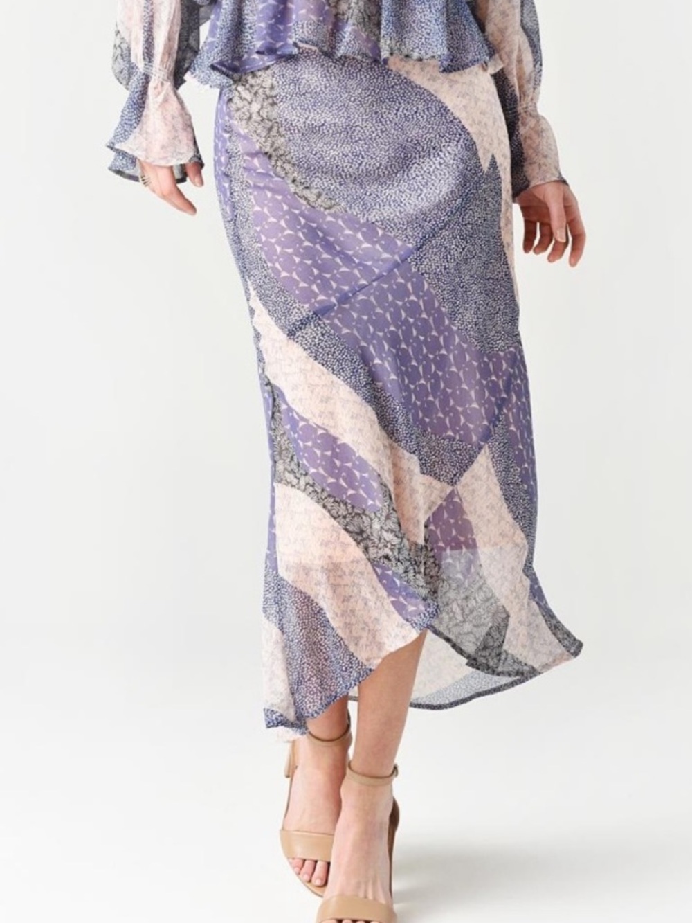 BB Dakota Lavender Patchwork Maxi Skirt